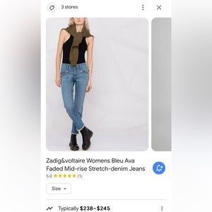 Zadig and Voltaire Ava blue midrise jeans 29